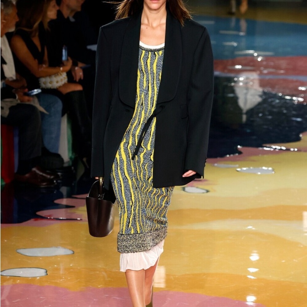 Bottega Veneta Runway Knit Animal Jacquard Mid Dress